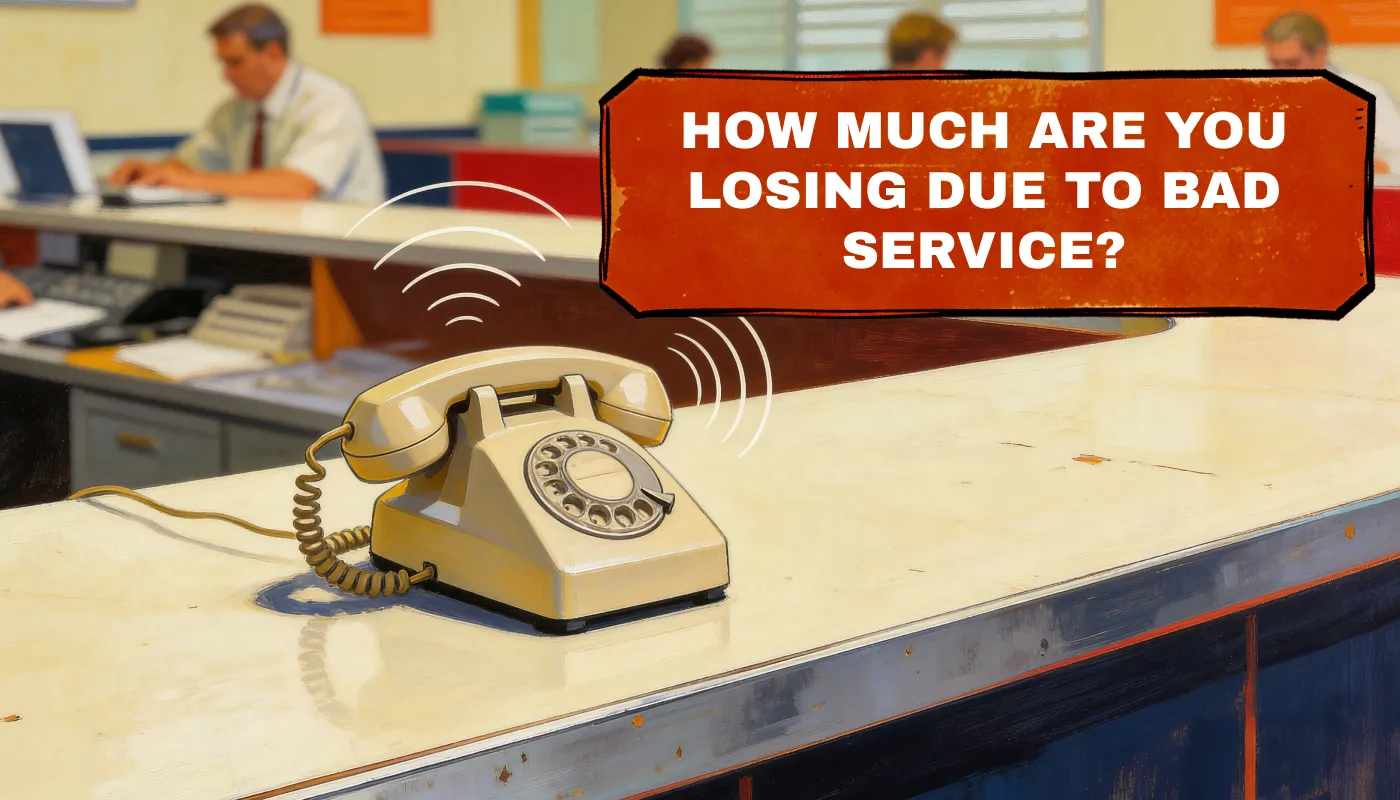 A ringing rotary phone on an empty office desk