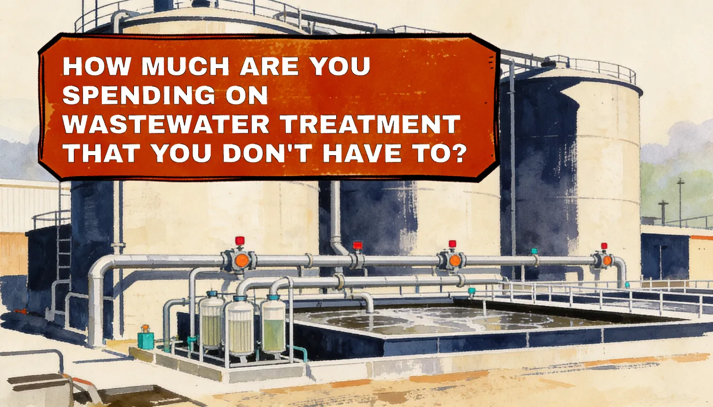 Wastewater treatment tanks and piping outside a poultry plant